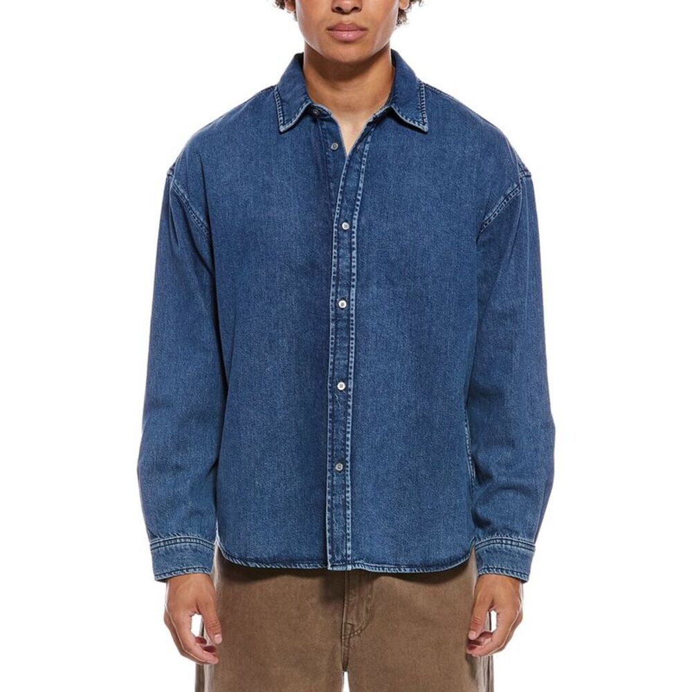 Frame Denim Mens  Relaxed Denim Shirt, Blue